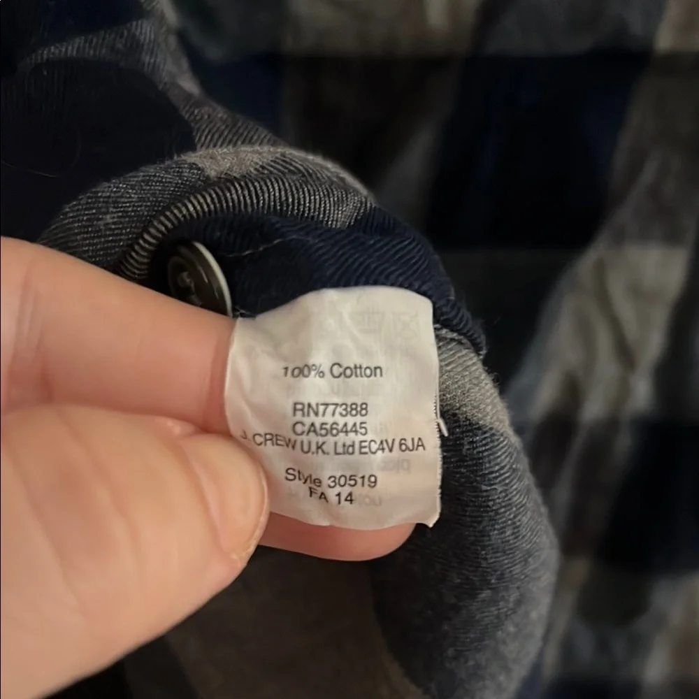 J. Crew Navy and Charcoal Plaid Shirt